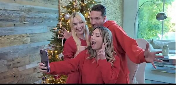  Cute Adopted Daughter Joins Her Foster Parents For Christmas Fuck